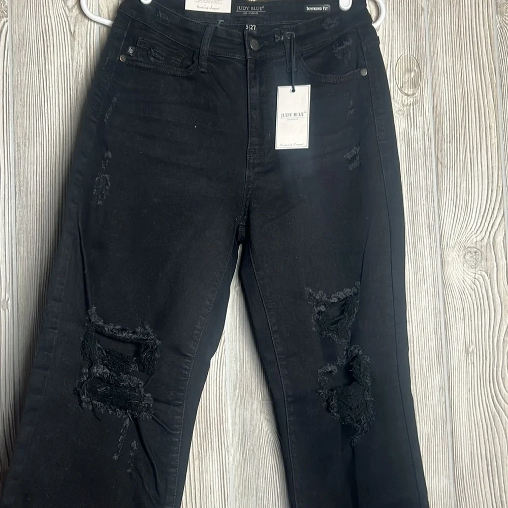 Judy Blue Jeans Size 5/27 High Rise Boyfriend Jeans Distressed Destroyed Women